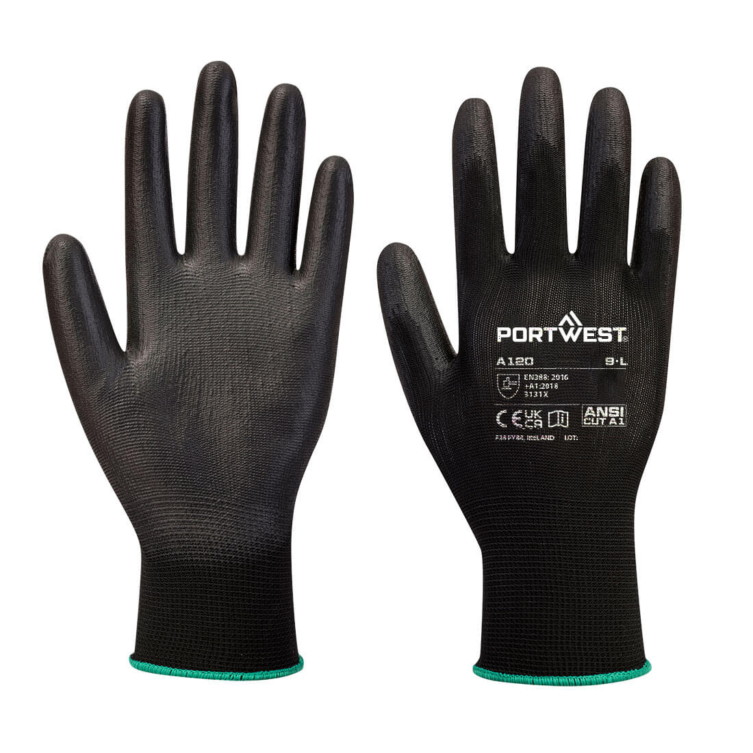 Pack of 12 - Bestseller Portwest Grey Breathable General Handling Cut Protection PU Work Gloves - A120