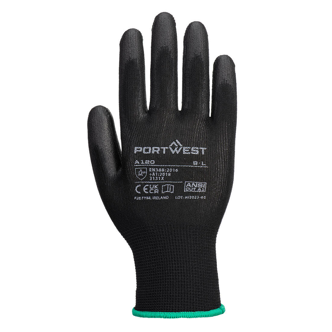 Hazkit - Pack of 12 - Bestseller Portwest Grey Breathable General Handling Cut Protection PU Work Gloves - A120