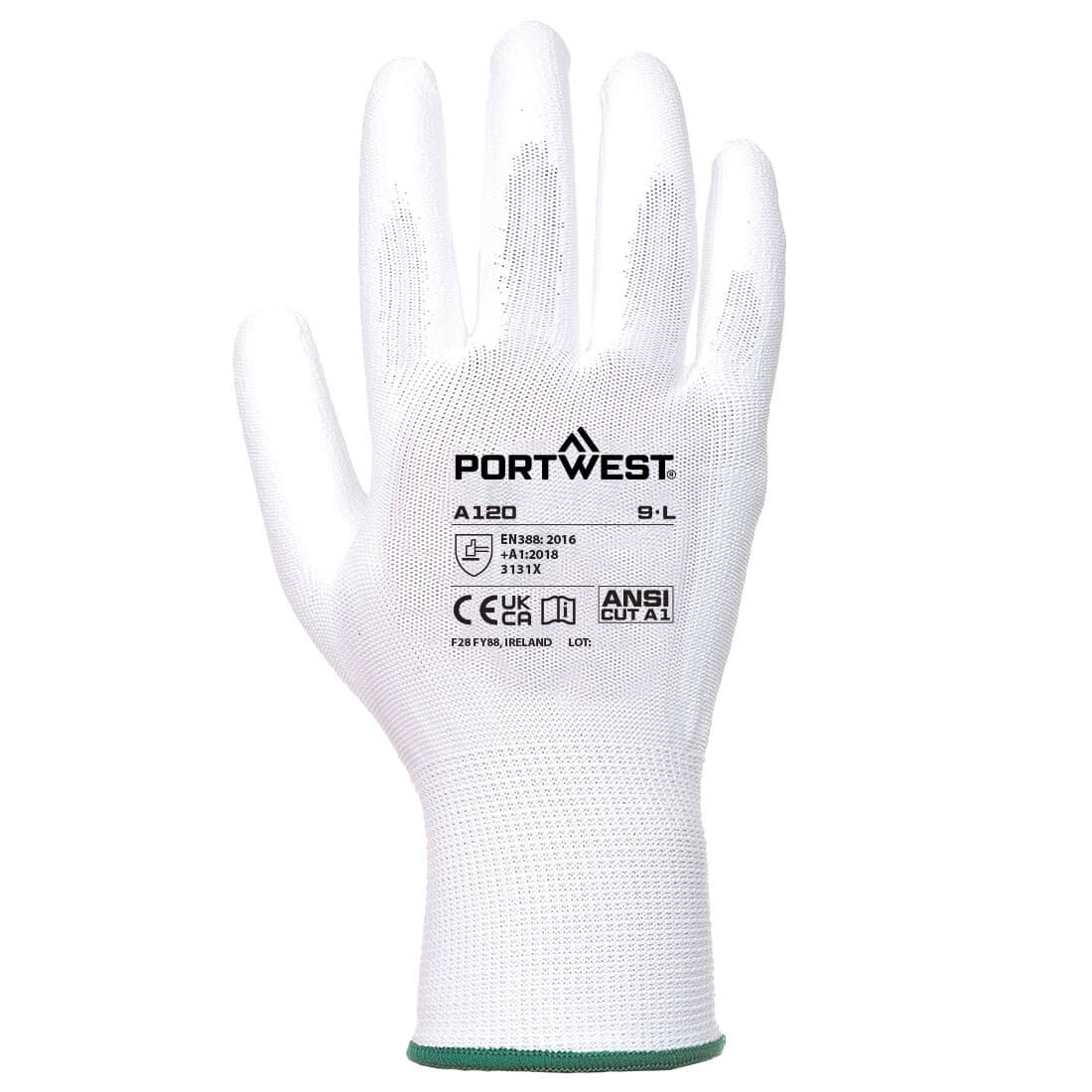 Hazkit - Pack of 12 - Bestseller Portwest Grey Breathable General Handling Cut Protection PU Work Gloves - A120