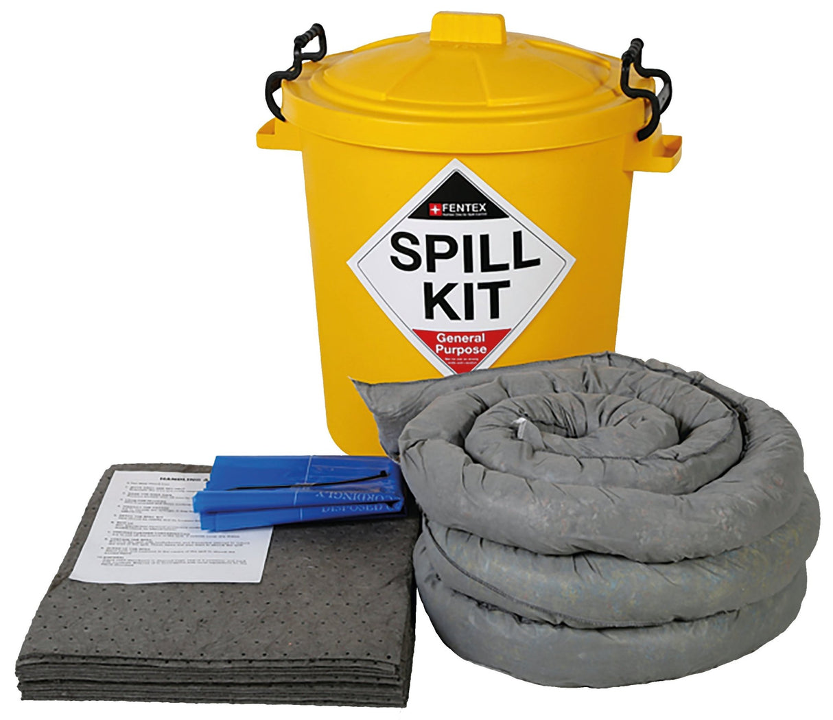 Hazkit - General Purpose Spill Kit in Yellow Lockable Drum - Treats 65 Litres - Fentex