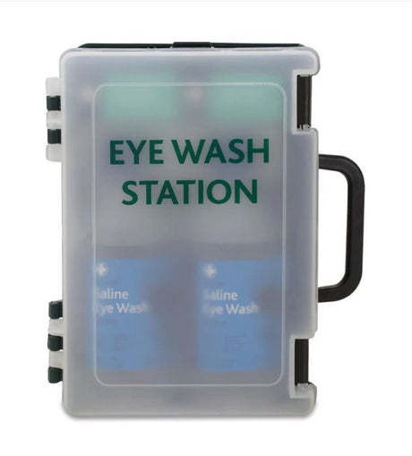 Hazkit - HSE Deluxe Wall Mounted Eyewash Station - Includes 2 x 500ml Eyewash and Pads - Reliance Medical