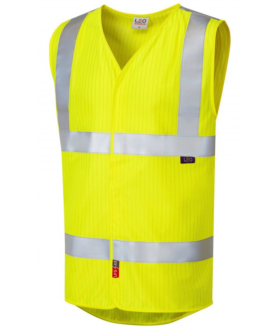 Hazkit - Leo Clifton Orange or Yellow Antistatic Hi - Vis Vest - Heat, flames and static - Leo Workwear
