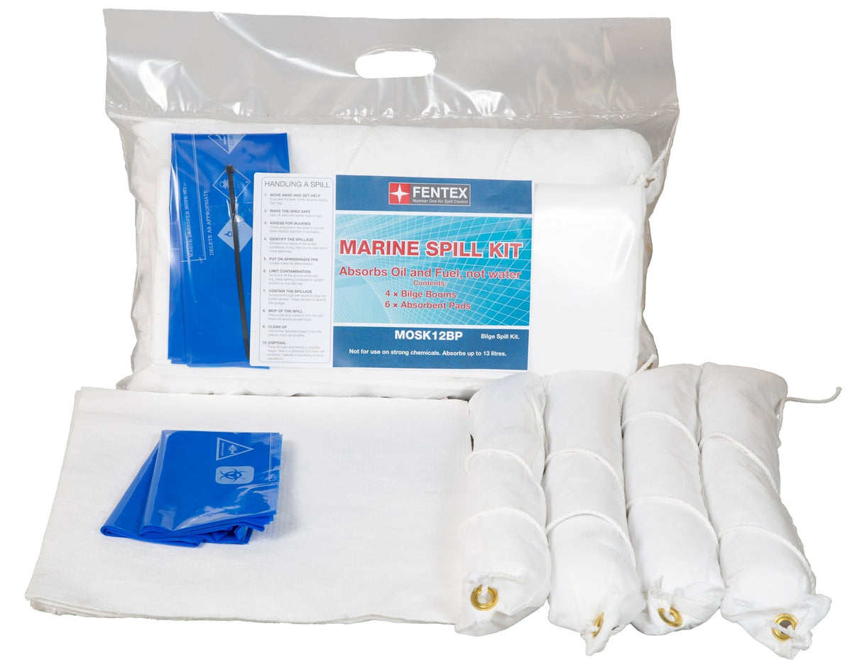 Hazkit - Boat Marine Portable Oil & Fuel Spill Kit - Treats 12 Litres - Fentex