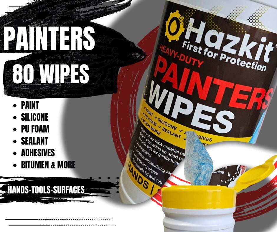 Hazkit - Multipack x 80 Hazkit Painters Wipes - Hands, Tools, Surfaces - Tough on Paint, Caulk, Silicone, Adhesives and More