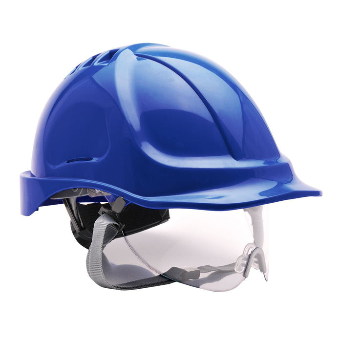 Hazkit - Portwest Endurance Visor Safety Helmet - Vented Wheel Ratchet Short Peak - PW55 - Portwest