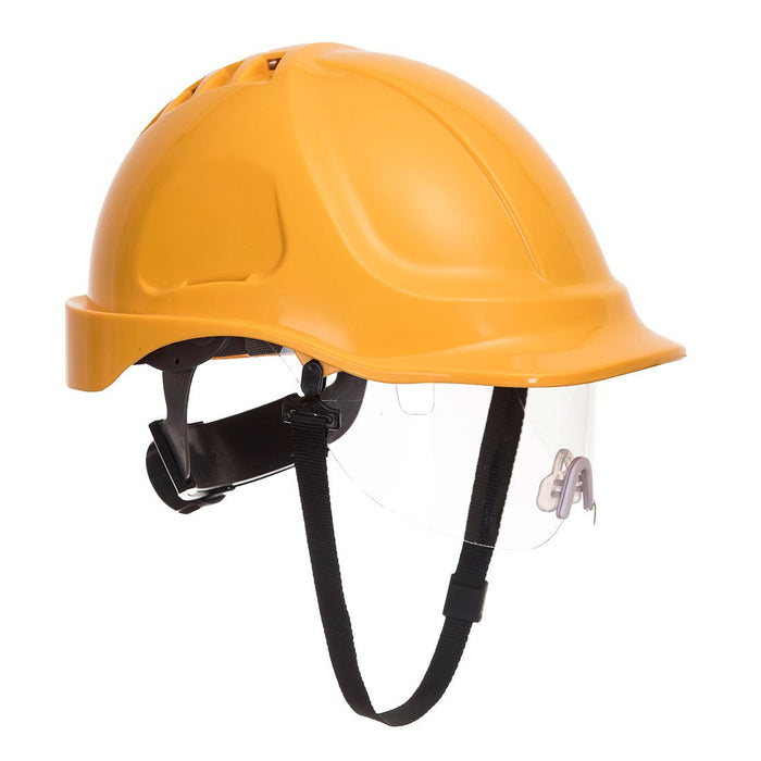 Hazkit - Portwest Endurance Visor Safety Helmet - Vented Wheel Ratchet Short Peak - PW55 - Portwest