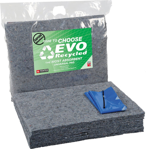 Hazkit - 15 EVO Recycled Absorbent Spill Pads in Clip Top Bag - Oil, Fuel and Solvents - EVO