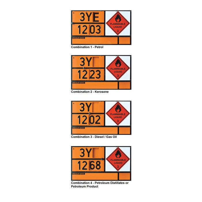 Hazkit - 4 Displays, One Panel - Quadcode Hazchem Placard - Stainless steel - Quadcode