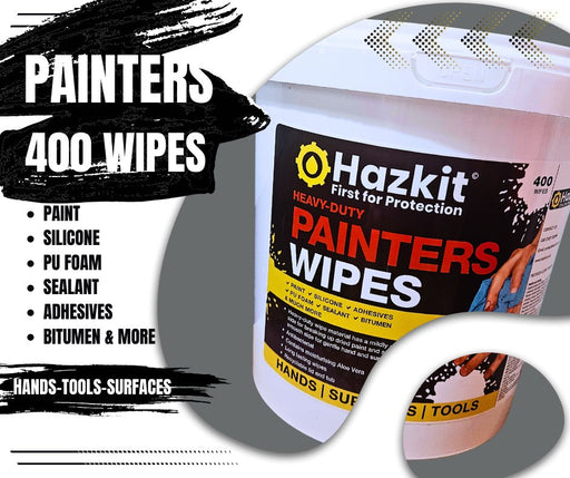 Hazkit - 400 Painters Wipes - Hands, Tools, Surfaces - Tough on Paint, Caulk, Silicone, Adhesives and More - 0617285797695 - Fentex