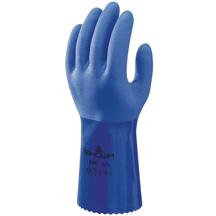 Hazkit - 5 or 10 - Pack - SHOWA 660 34cm Blue PVC Gloves - Chemicals, Oils and Acids - Showa