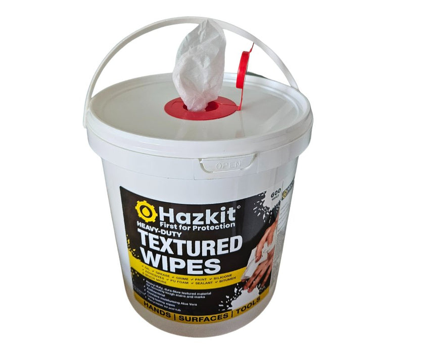 Hazkit - 600 Heavy Duty XL Textured Wipes - Hands, Tools, Surfaces - Tough on Oil, Grease, Adhesives and More - Fentex