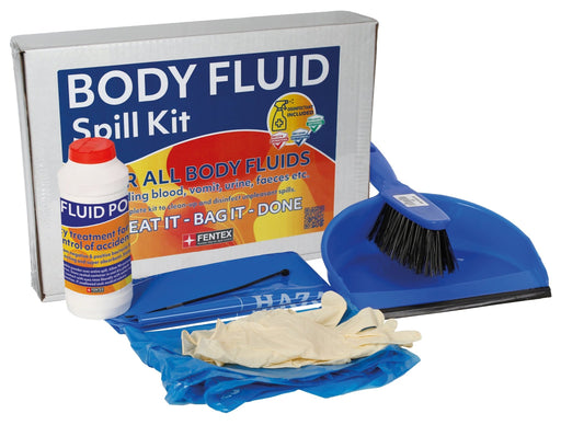 Hazkit - Bodily Fluid Disinfectant Powder Spill Kit in Box - Rapid Clean up and Disposal - Treats up to 1 Litre - Fentex