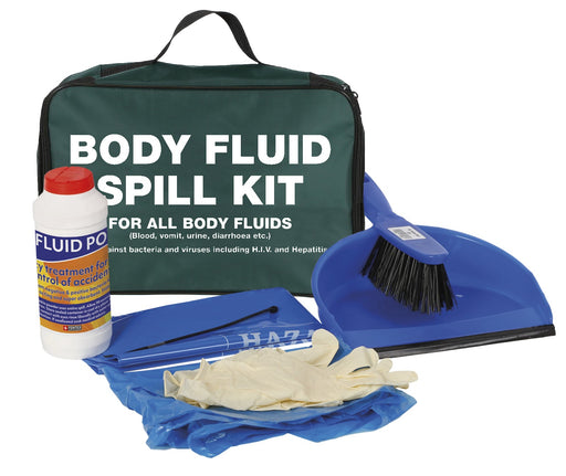 Hazkit - Bodily Fluid Disinfectant Powder Spill Kit in Green Zip Bag - Rapid Clean up and Disposal -Treats up to 1 Litre - Fentex