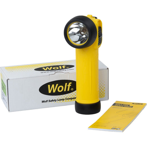 Hazkit - Budget Wolf TR-24B ATEX Hand Held Right Angled Safety Torch - ADR Compliant - Intrinsically Safe - Wolf Safety Lamps