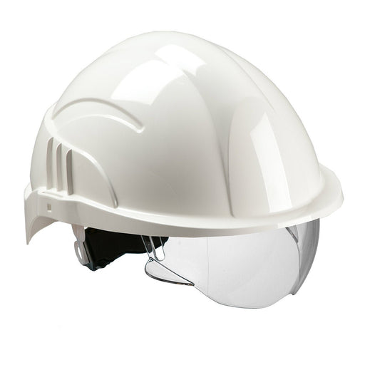 Hazkit - Centurion Vision Plus White Safety Helmet - Built in Visor - Electrical Insulation - Centurion