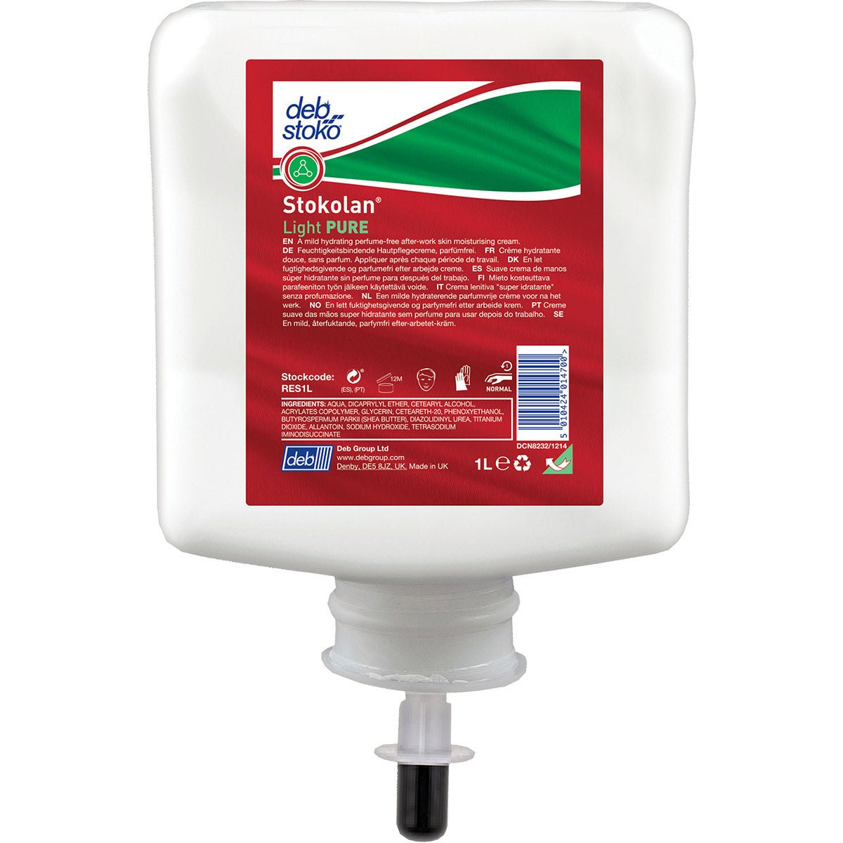 Hazkit - Deb Stoko Stokolan Light PURE Skin Moisturiser 1L - Restorative after - work cream - Deb Skincare