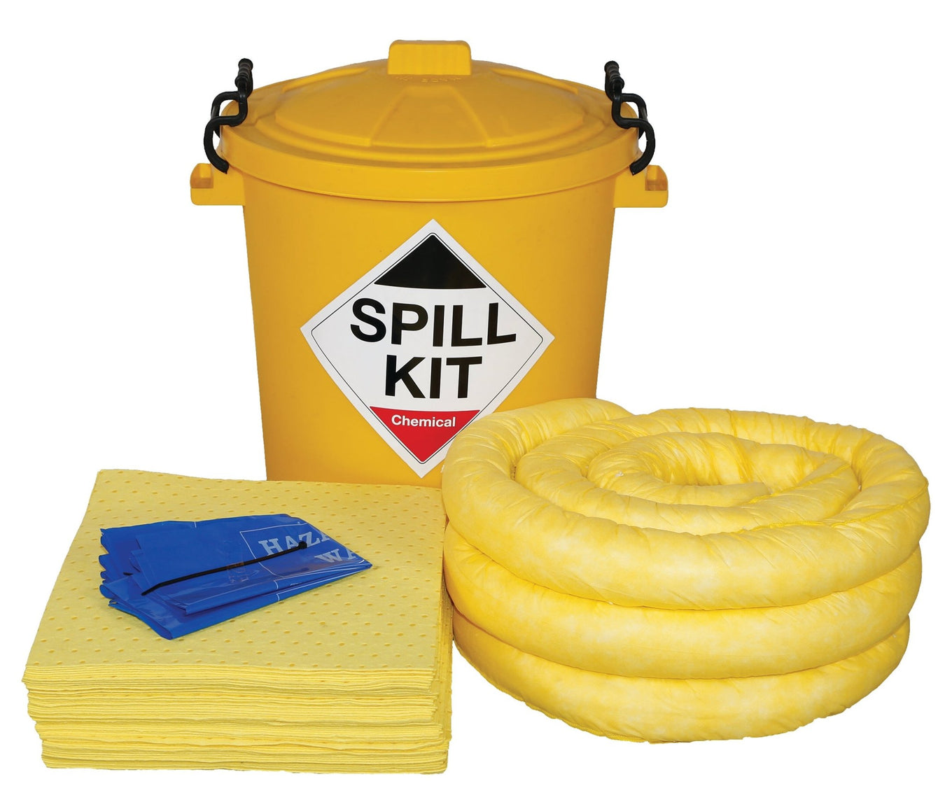 Hazkit - Depot Site Chemical Spill Kit in Yellow Lockable Drum - Treats 65 Litres - Fentex