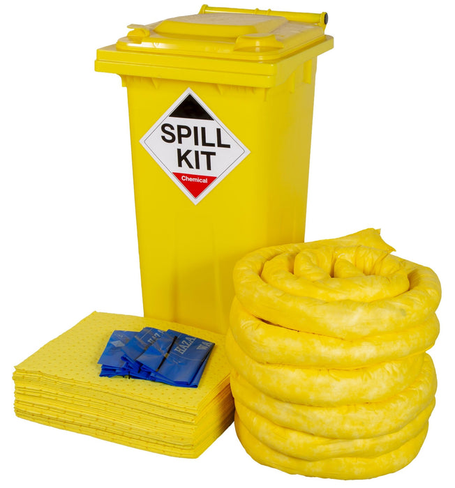 Hazkit - Depot Site Chemical Spill Kit in Yellow Wheelie Bin - Treats 120 Litres - Fentex