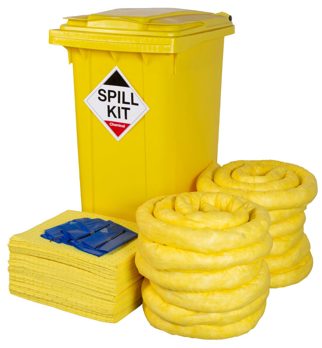 Hazkit - Depot Site Chemical Spill Kit in Yellow Wheelie Bin - Treats 240 Litres - Fentex