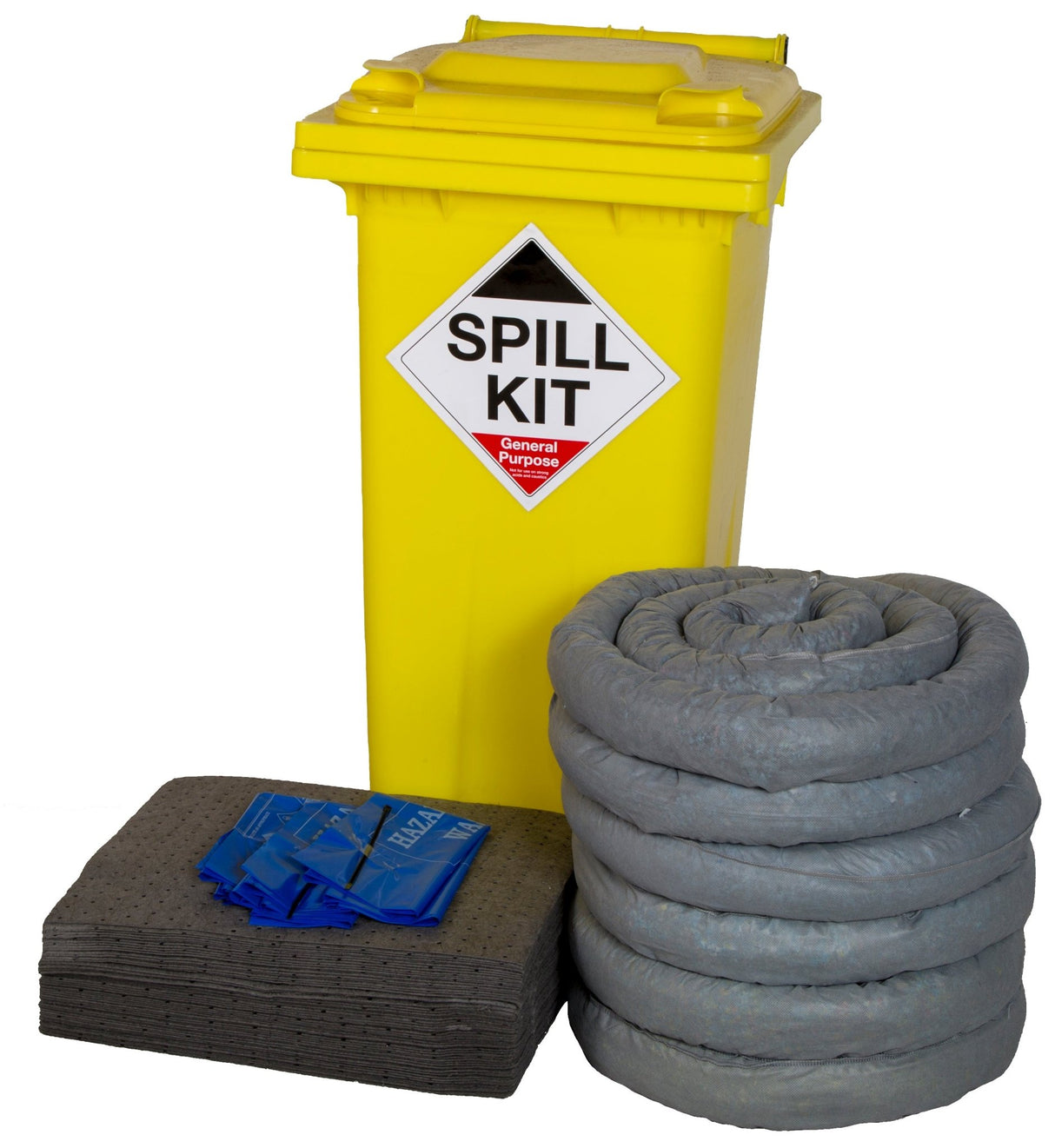 Hazkit - General Purpose Spill Kit in Yellow Wheelie Bin - Treats 120 Litres - Fentex
