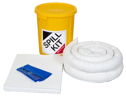 Hazkit - Depot Site Oil and Fuel Spill Kit in Yellow Drum - Treats 35 Litres - Fentex