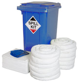 Hazkit - Oil and Fuel Spill Kit in Yellow or Blue Wheelie Bin - Treats 240 Litres - Fentex