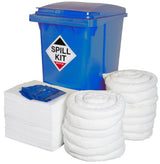 Hazkit - Oil and Fuel Spill Kit in Yellow or Blue Wheelie Bin - Treats 360 Litres - Fentex