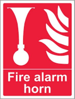 Hazkit - Fire Alarm Horn Sign - 100 x 150mm - 1mm Rigid plastic - Hazkit