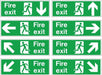 Hazkit - Fire Exit Signs Including Directional Arrows - 300 x 100mm - 1mm Rigid plastic - Hazkit