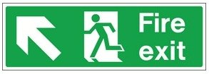 Hazkit - Fire Exit Signs Including Directional Arrows - 300 x 100mm - 1mm Rigid plastic - Hazkit