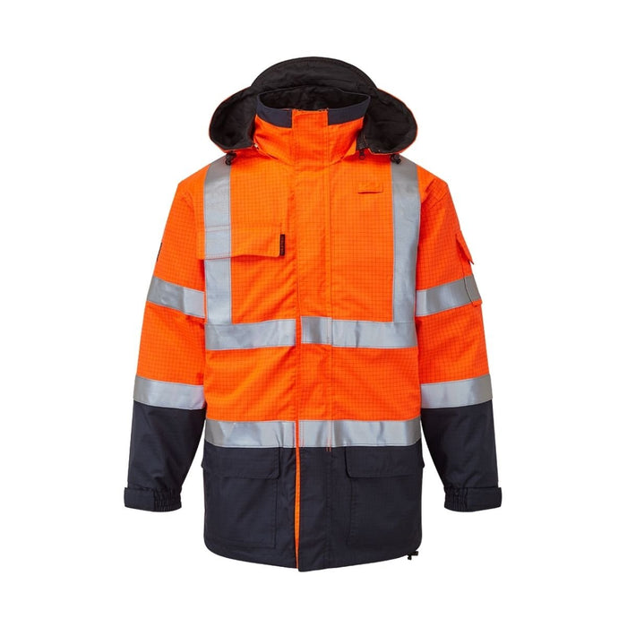 Hazkit - HAZTEC® Boulton Orange Flame Resistant Anti - Static Waterproof Hi Vis Jacket - Removable Lining - HAZTEC