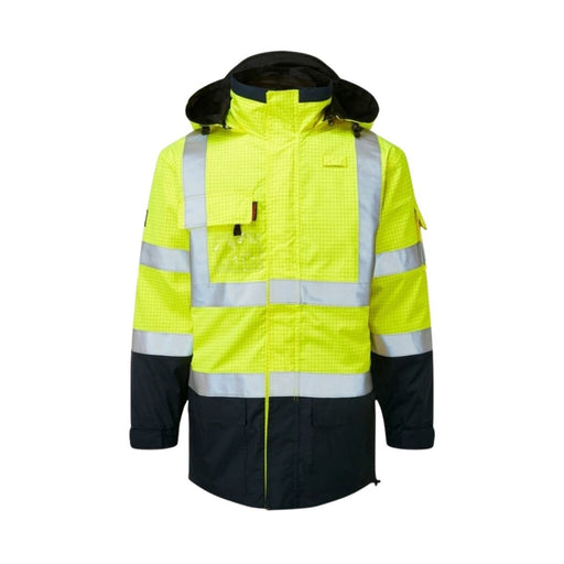 Hazkit - HAZTEC® Boulton Yellow Flame Resistant Anti - Static Waterproof Hi Vis Jacket - Removable Lining - HAZTEC