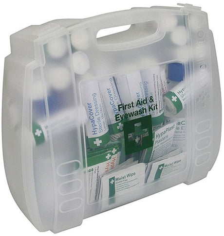 Hazkit - HSE 1 - 10 Person Combination First Aid and Eye Wash Kit - Portable - Hazkit