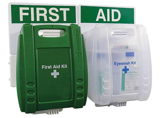 Hazkit - HSE 2 in 1 Combination Station - Wall Mounted First Aid Kit and Eyewash 1-10 or 21-50 Person Kit - Hazkit