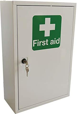 Hazkit - HSE Fully Stocked Lockable Wall Mounted First Aid Kit Cabinet - Size by Workforce 1 - 10, 11 - 20, 21 - 50 - Hazkit