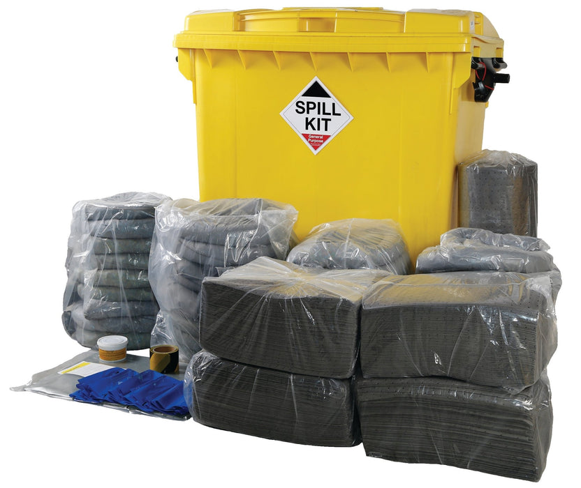 Hazkit - Industrial Depot Site General Purpose Spill Kit in Wheeled Bin - Treats 800 Litres - Fentex