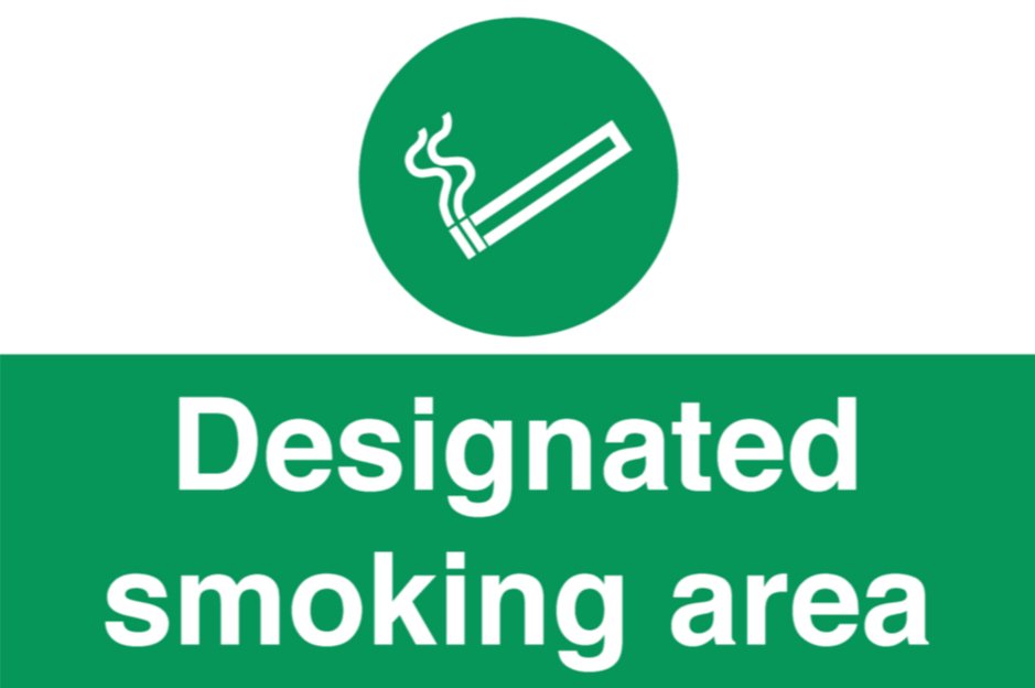 Hazkit - Large Designated Smoking Area Sign - 450 x 600mm - 1mm Rigid plastic - Hazkit