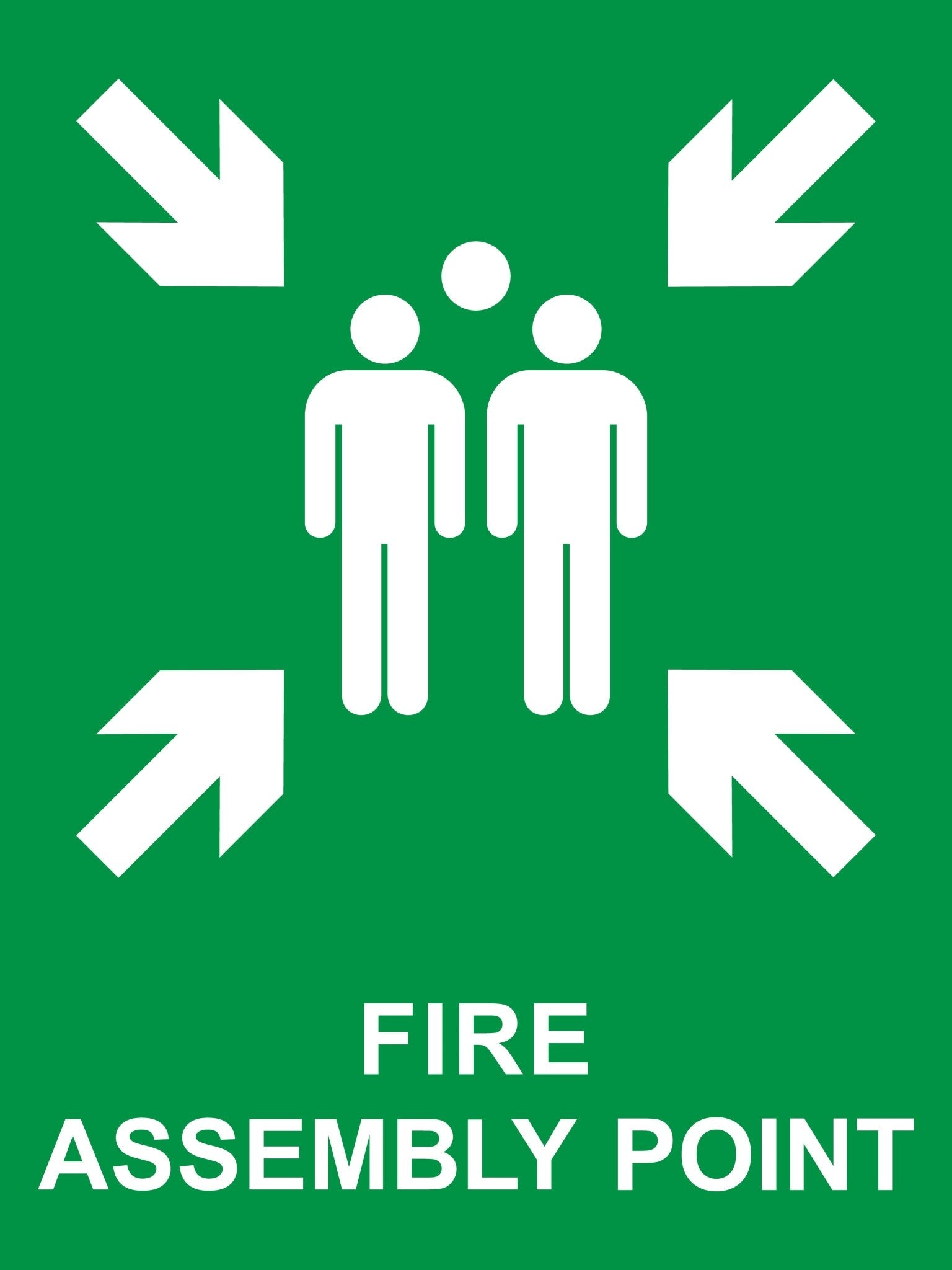 Vsafety 17021bj-s Fire Assembly Point Arrow Left Sign, 450 mm x 150 mm
