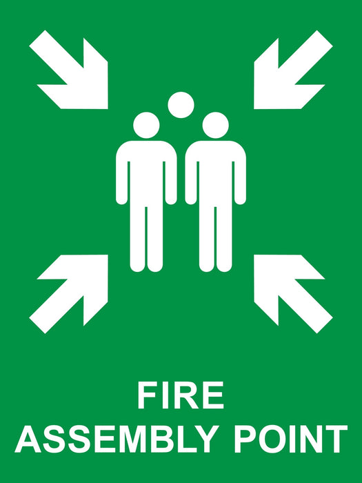 Hazkit - Large Fire Assembly Point Sign - 450 x 600mm - 1mm Rigid plastic - Hazkit