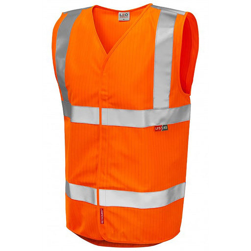 Hazkit - Leo Clifton Orange or Yellow Antistatic Hi-Vis Vest - Heat, flames and static - Leo Workwear