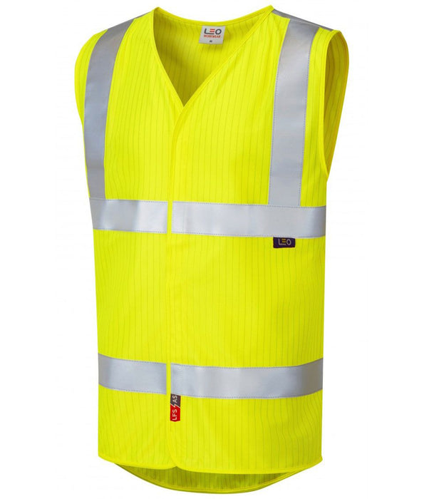 Hazkit - Leo Clifton Orange or Yellow Antistatic Hi - Vis Vest - Heat, flames and static - Leo Workwear