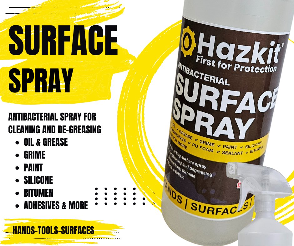 Hazkit - Multipack 1L De - Greasing Antibacterial Surface Spray - Safe on Hands, Machinery, Surfaces - Fentex