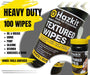 Hazkit - Multipack x 100 Heavy Duty XL Textured Wipes - Hands, Tools, Surfaces - Tough on Oil, Grease, Adhesives and More - Fentex