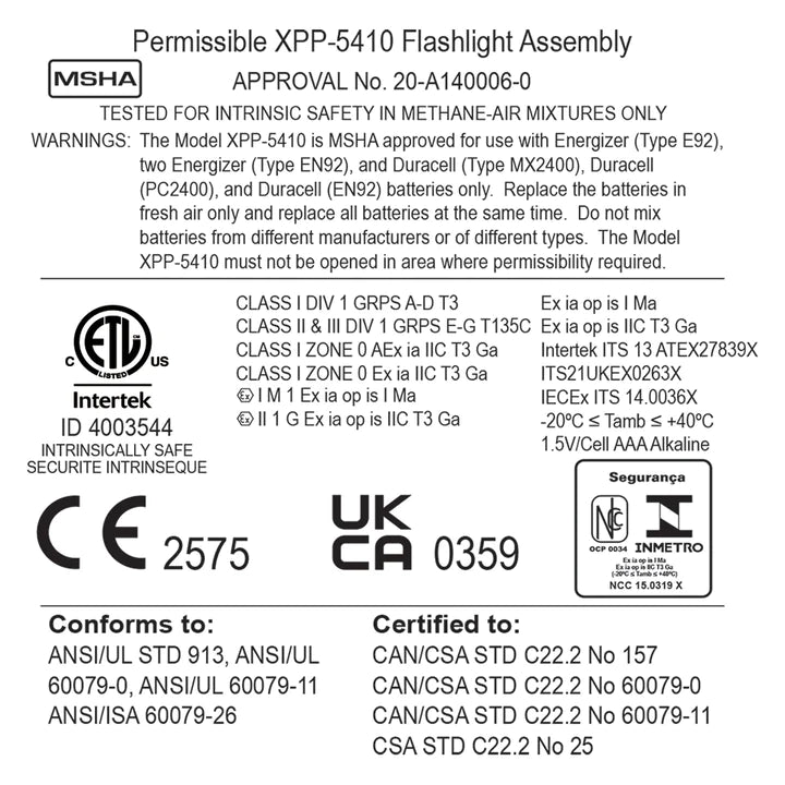 Hazkit - Nightstick Zone 0 ATEX LED Pocket - sized Torch - Intrinsically Safe - 40m Beam Penlight XPP - 5410G - Nightstick