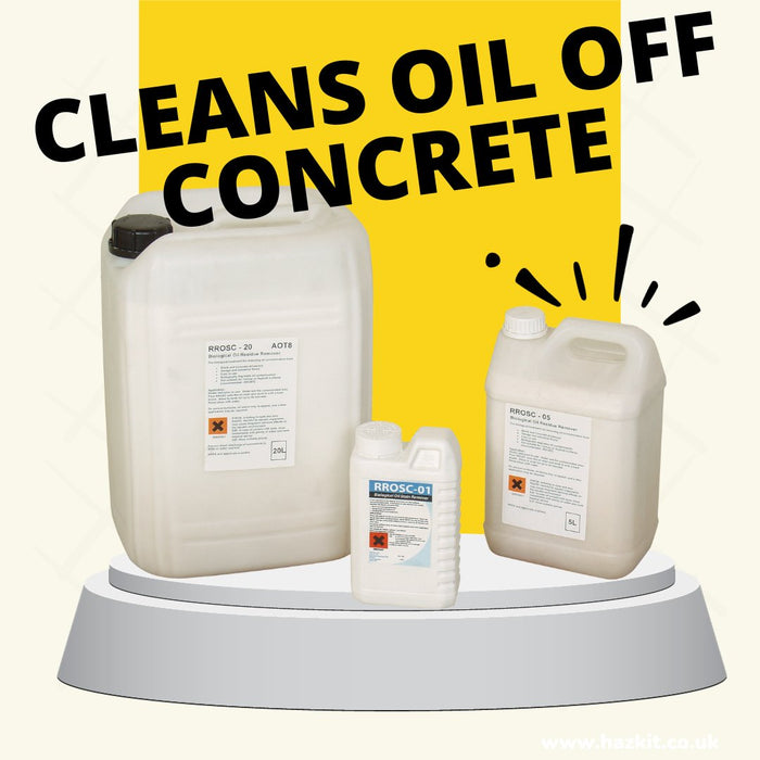 Hazkit - Oil & Fuel Stain Remover - Concrete and Hard Surfaces - 1L, 5L or 20L Containers - Fentex