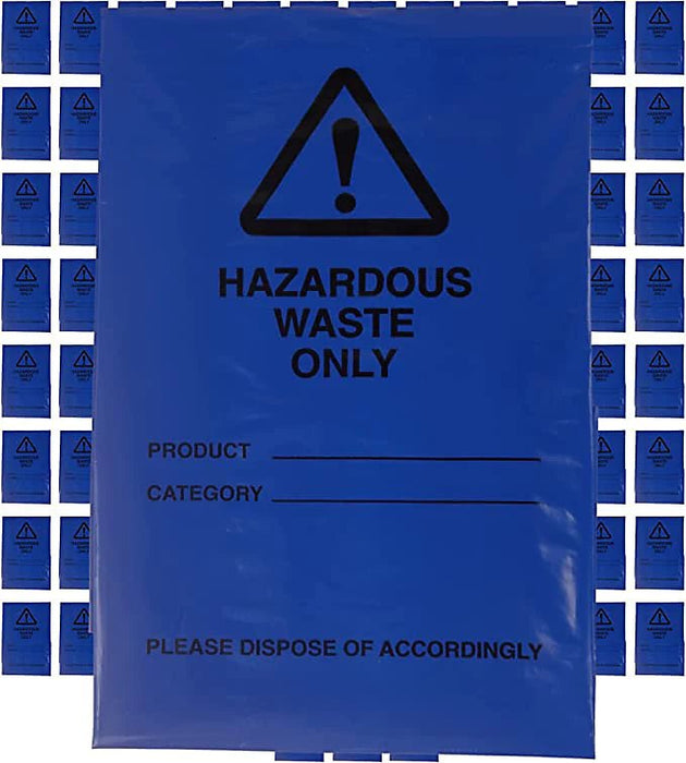 Hazkit - Pack 10 Blue Hazardous Waste Disposal Bags plus Cable Ties - 46cm x 90cm - Hazkit