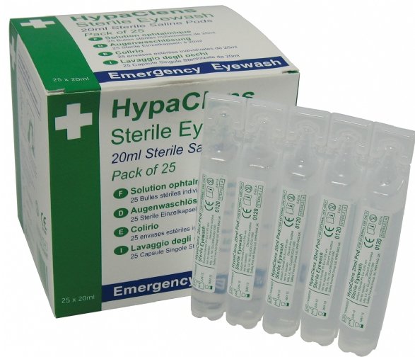 Hazkit - Pack 25 x 20ml Sterile Eyewash Pods - HypaClens