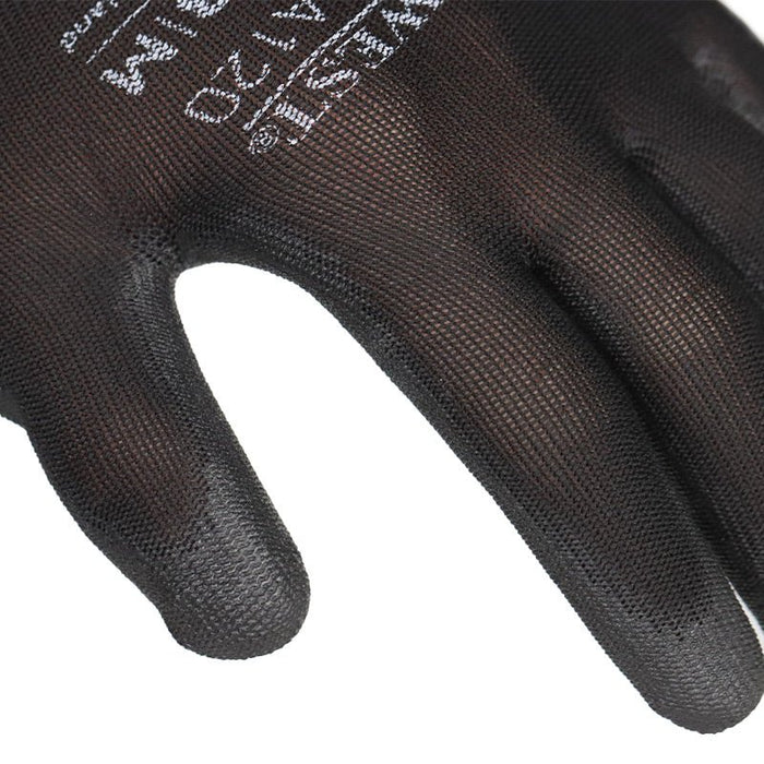 Hazkit - Pack of 5, 10 or 50 - Bestseller Portwest Black Breathable General Handling Cut Protection PU Work Gloves - A120 - Portwest