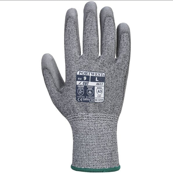 Hazkit - Pack of 5, 10 or 50 - Portwest Cut Level C and Heat Protection PU Work Gloves - A622 - Portwest