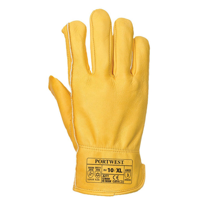 Hazkit - Portwest Premium Leather Fleece Lined Driving Gloves - A271 - Portwest